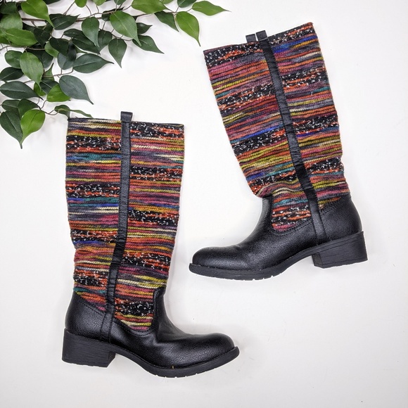 Wanted Shoes - Wanted Multicolor Tapestry Tec Knee High Boots